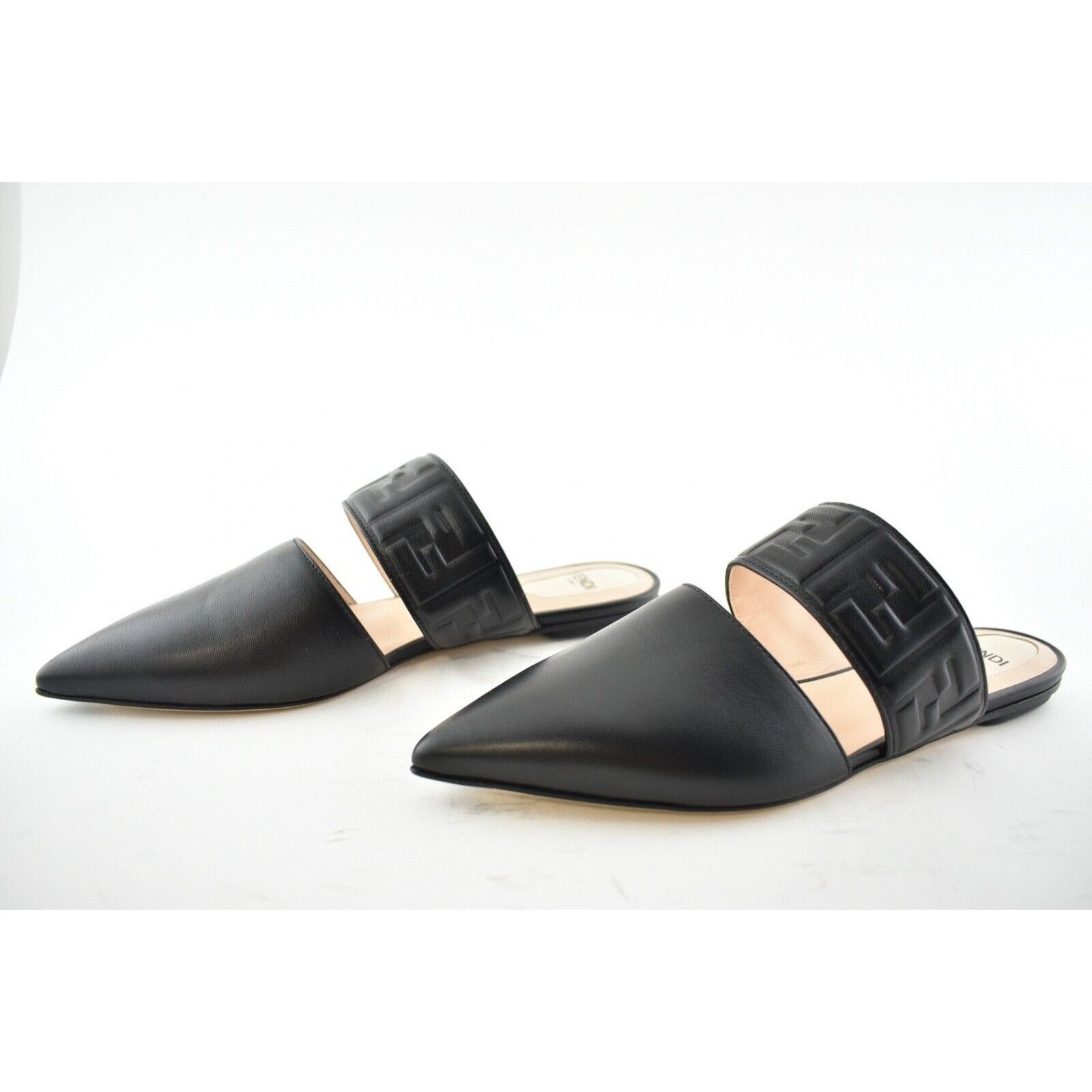 Fendi Fendi Motif FF Logo Black Leather Pointed Toe Ballerina Size US 7.5 / IT 37.5 - 10 Thumbnail