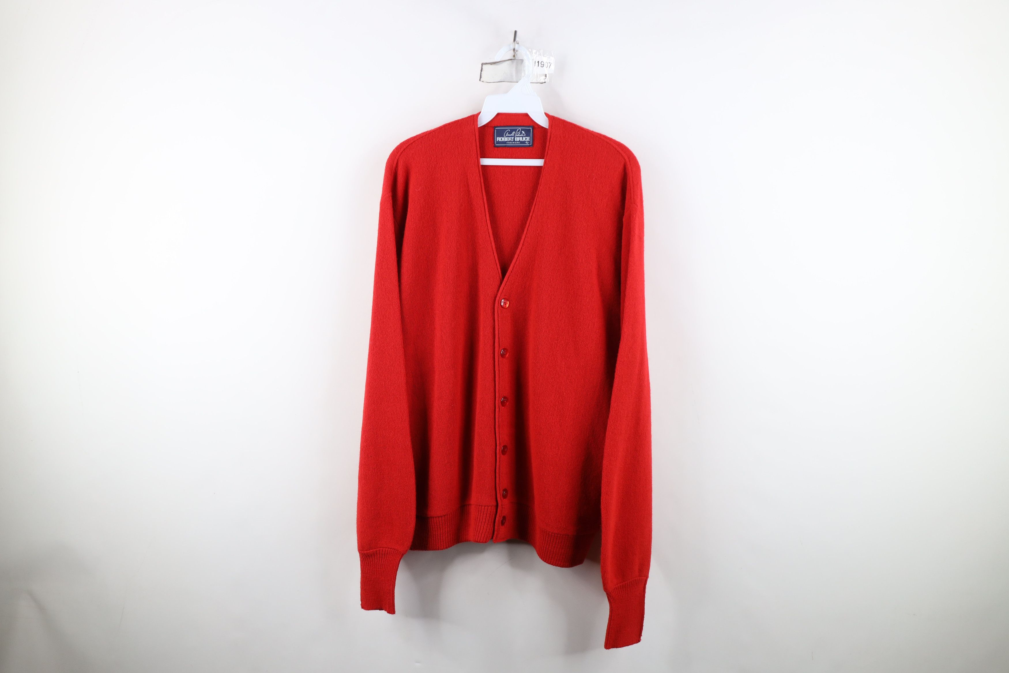 Vintage Vintage 70s Streetwear Cobain Knit Cardigan Sweater Red USA Size US L / EU 52-54 / 3 - 1 Thumbnail