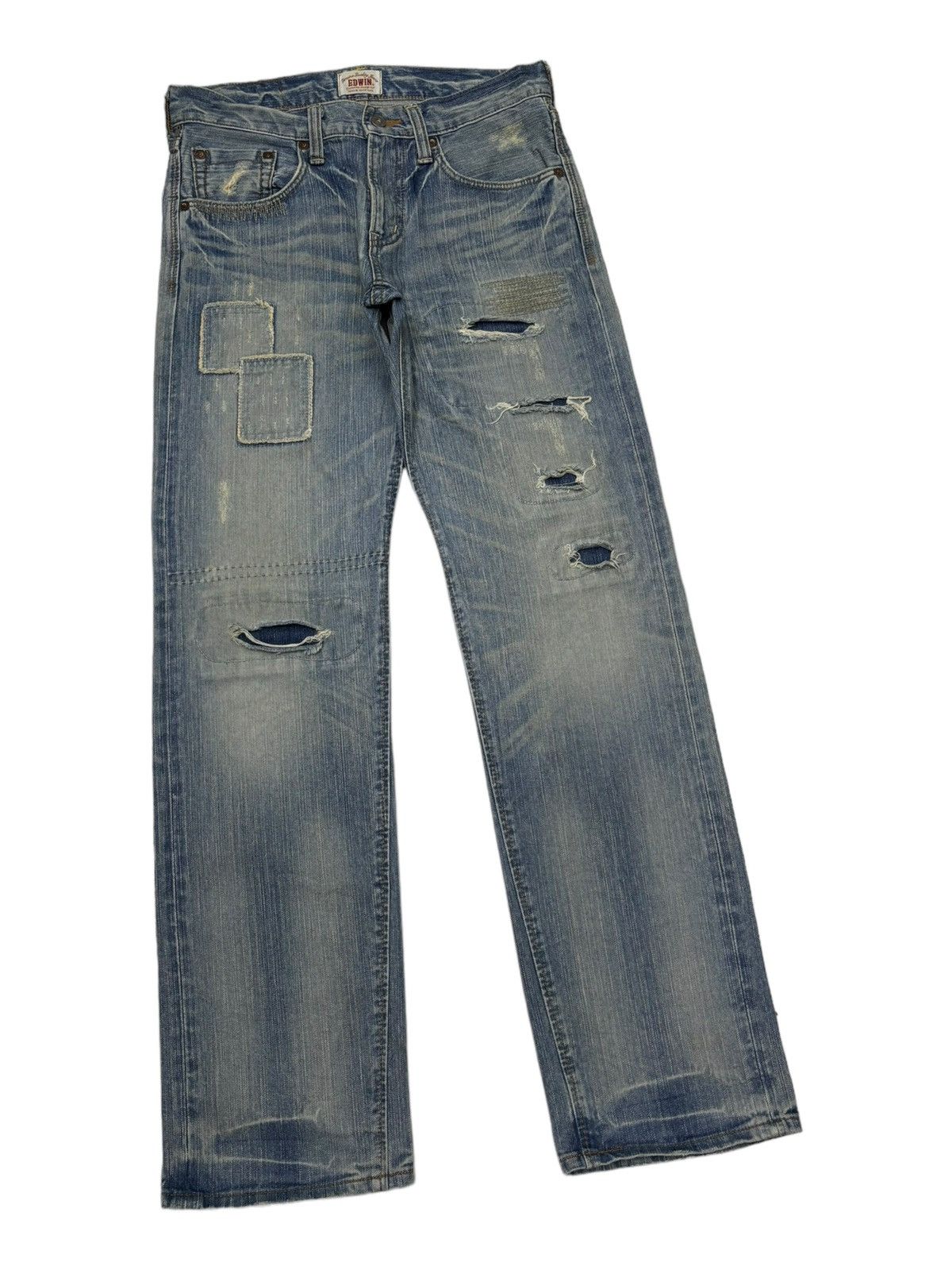 Kapital ❤️‍🔥EDWIN DISTRESS PATCHWORK KAPITAL STYLE DENIM JEANS Size US 31 - 2 Thumbnail