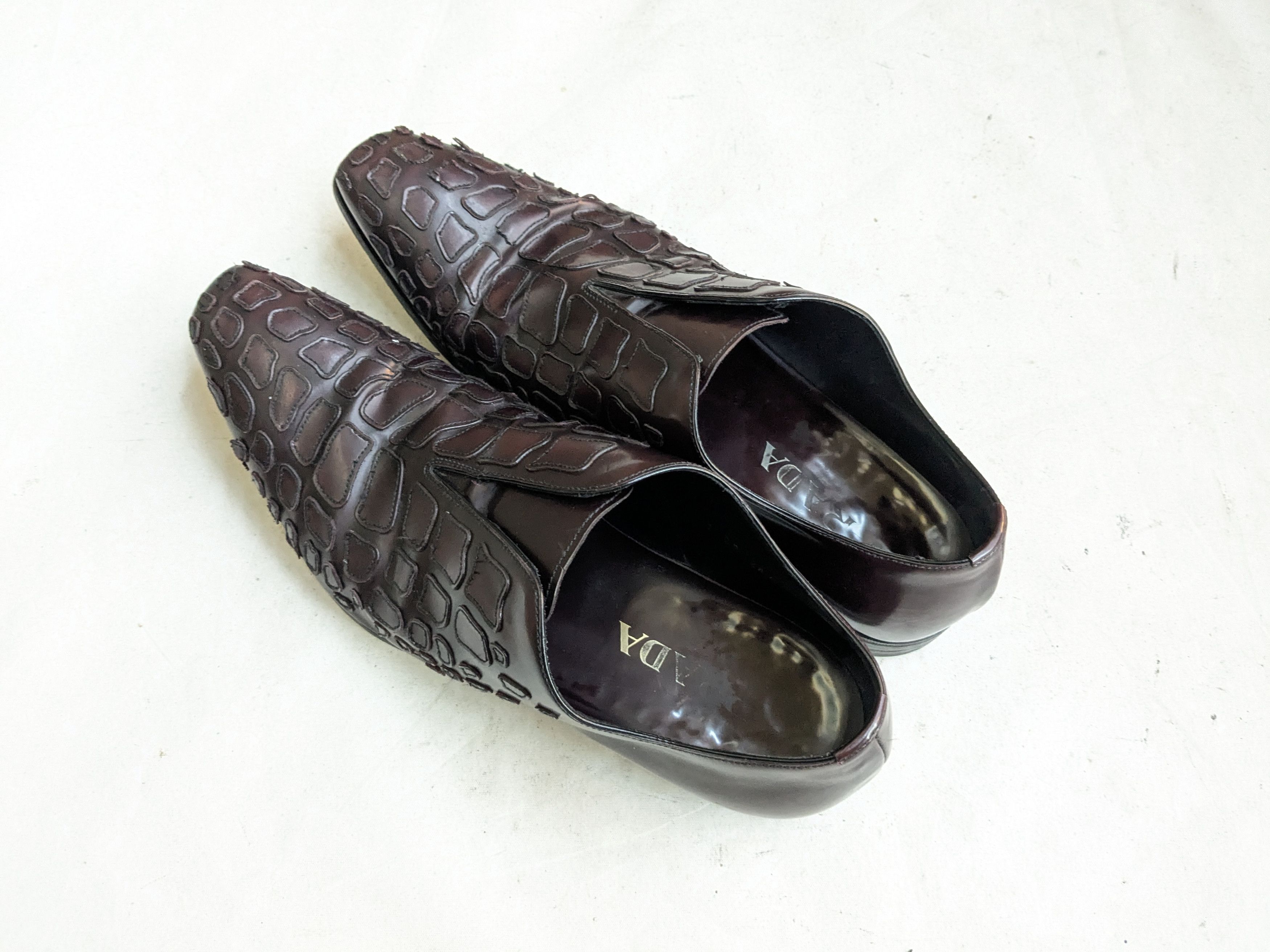 Prada Prada Oxfords Burgundy 9.5 Croc Pattern Leather Size US 9.5 / EU 42-43 - 9 Thumbnail