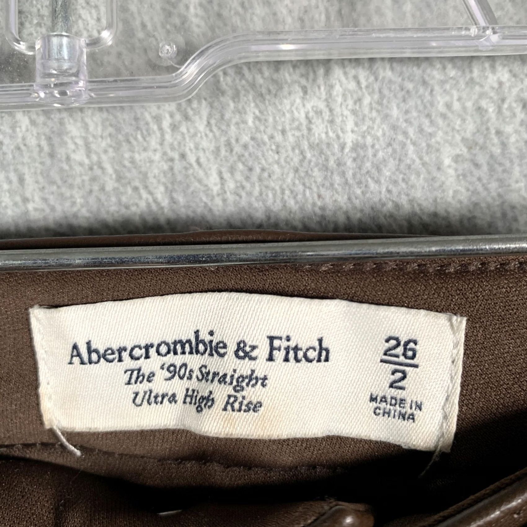 Abercrombie & Fitch VINTAGE Abercrombie & Fitch Pants Womens 2 Brown 90s High Rise Faux Leather Straight Pockets Zip Mens? Size 26" / US 2 / IT 38 - 5 Thumbnail