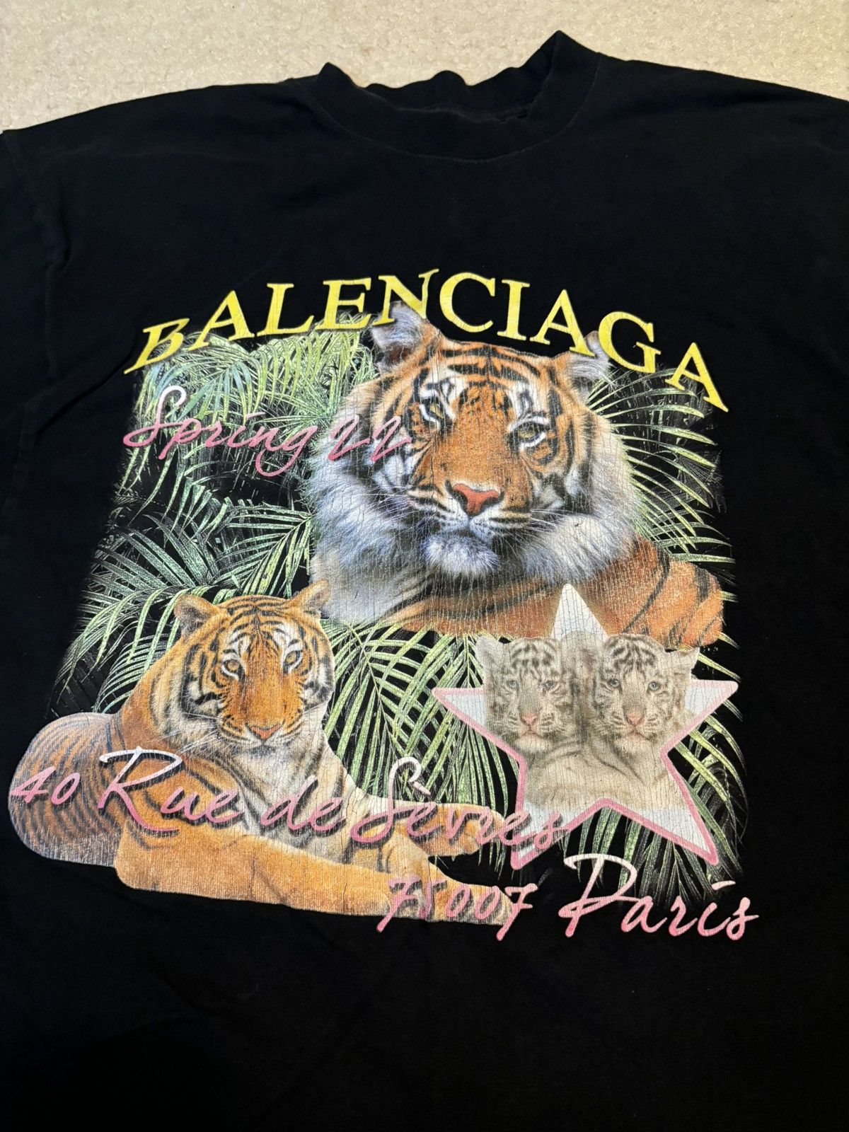 Balenciaga Balenciaga Year of the Tiger Distressed Graphic Tee Black Size US S / EU 44-46 / 1 - 2 Thumbnail