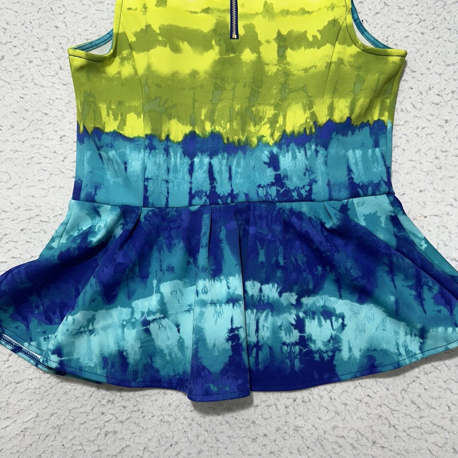 Worthington Worthington Medium Green Blue Tie Dye Peplum Blouse Size M / US 6-8 / IT 42-44 - 11 Thumbnail