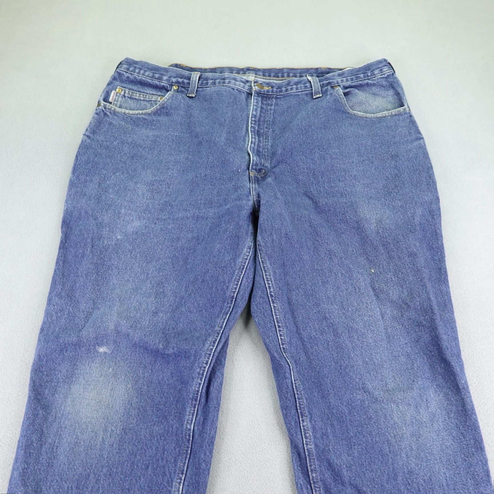 Carhartt VINTAGE Carhartt Jeans Mens 46x32 Denim Relaxed Fit Straight Leg Work Pants Dark Blue Cotton Mens Size US 44 / EU 60 - 2 Thumbnail
