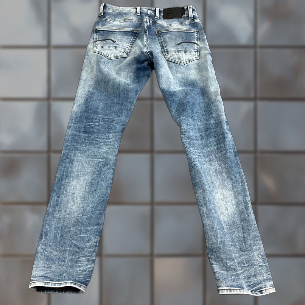 G-Star G-Star Jeans Slim Skinny 29 32 Light Blue Whiskers Stretch Revend Mens Jeans Slim Light Wash 5-Pocket Denim Cotton Star Theme, Regular Rise Womens? Size US 29 - 1 Thumbnail