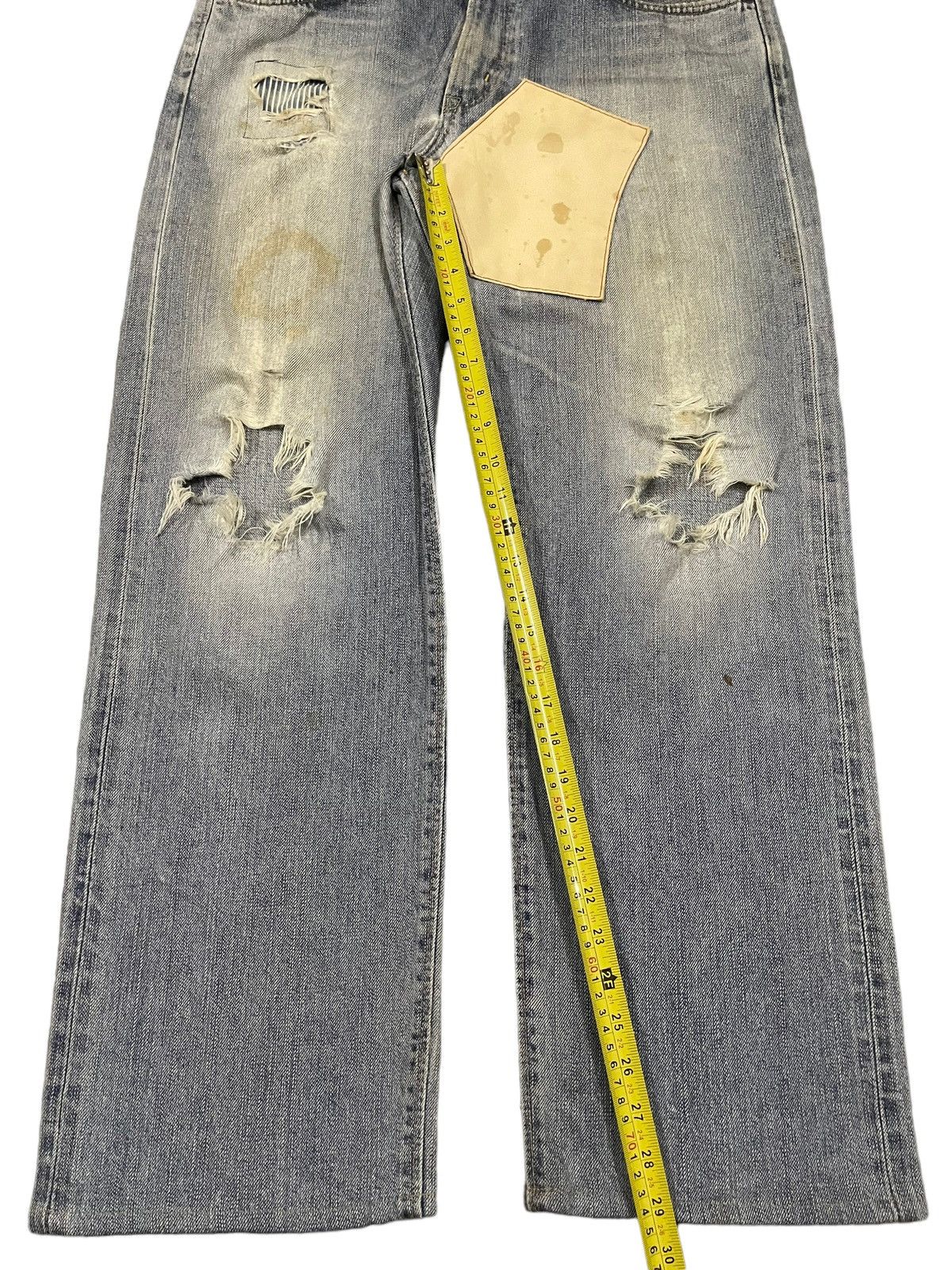 Edwin Vintage Edwin Blue Wash Distressed Patchwork Style Jeans Size US 34 / EU 50 - 11 Thumbnail
