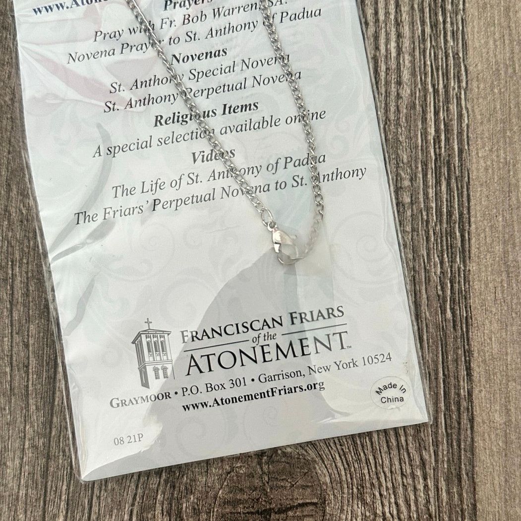 Other pray for us st peregrine blue silver gray rosary necklace Size ONE SIZE - 3 Thumbnail