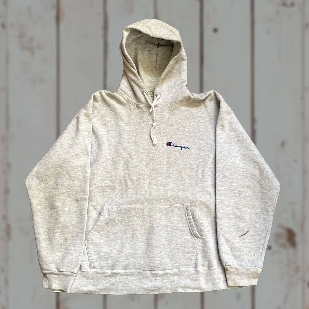 Champion VINTAGE Champion Hoodie 2XL Gray USA 90s Heavy Cotton Pullover Sweatshirt Size US XXL / EU 58 / 5 - 1 Thumbnail