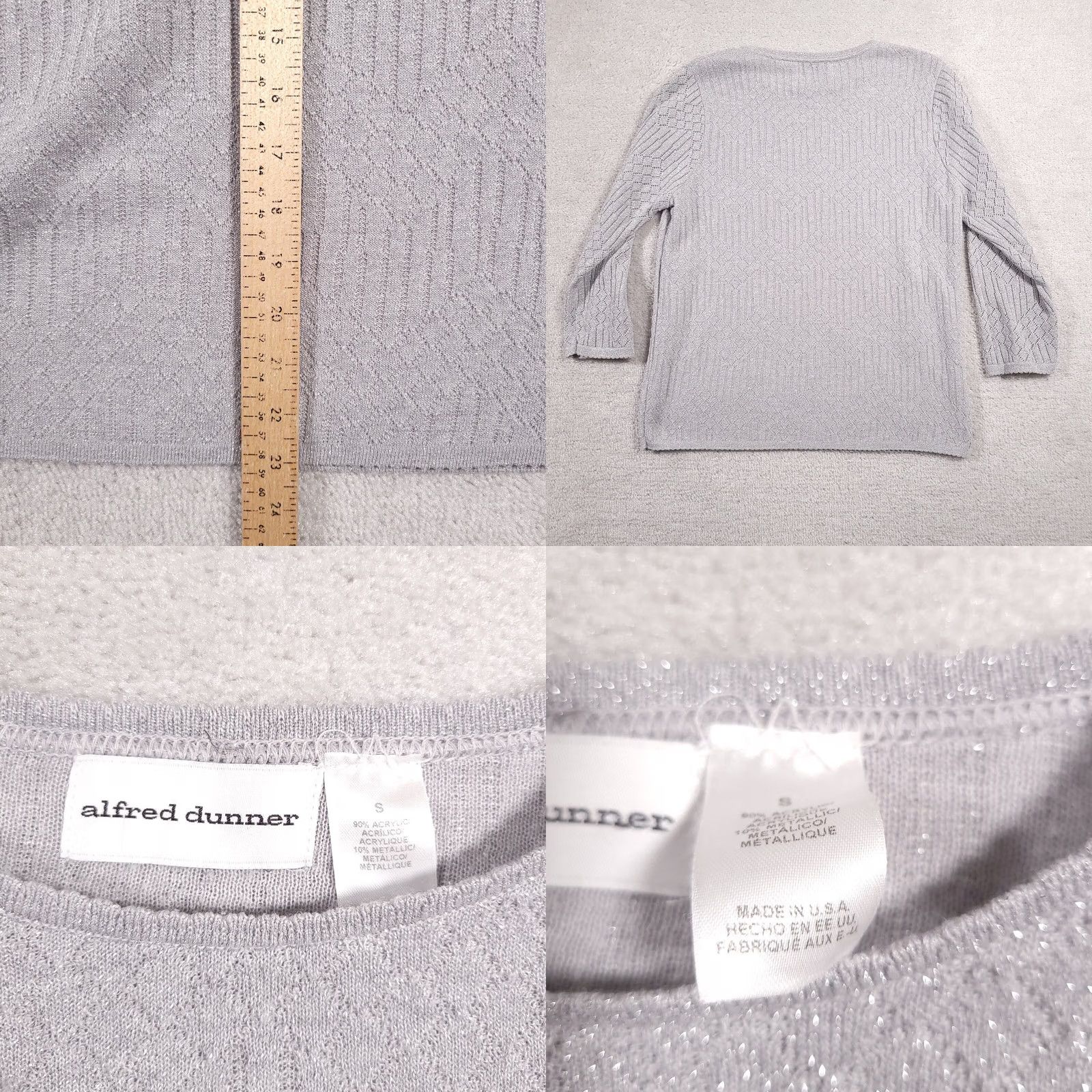 Vintage VINTAGE Alfred Dunner Knit Sweater Women's Small Gray Glitter USA 3/4 Sleeve Size S / US 4 / IT 40 - 8 Thumbnail
