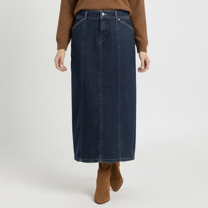 Vintage Vintage Maxi Denim Jean Skirt - 10, LONG BACK SLIT! Size 32" / US 10 / IT 46 - 1 Thumbnail
