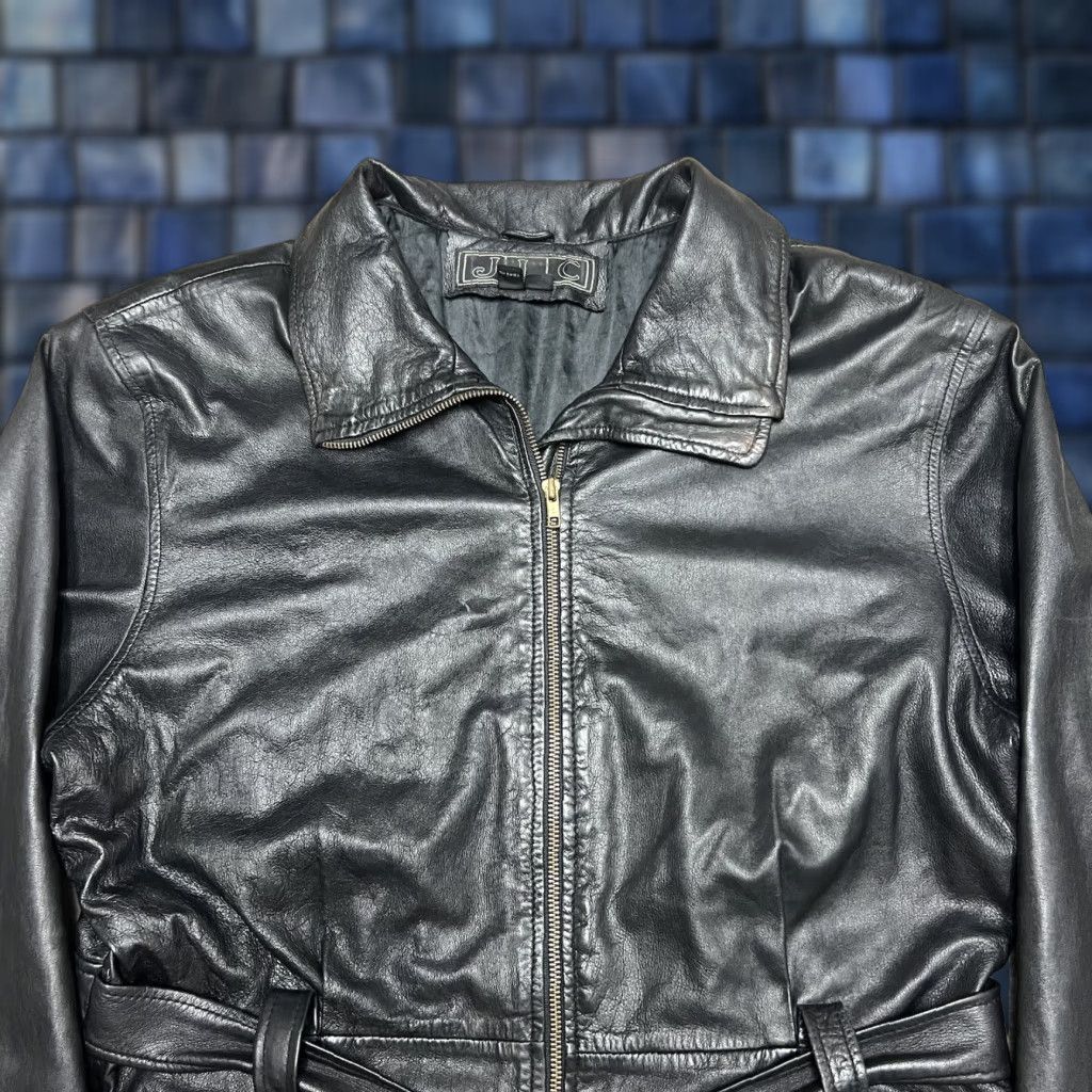 Vintage VINTAGE Leather Jacket Women XL Black Belted Full Zip Up Work Lambskin Soft Jacket Coat Size XL / US 12-14 / IT 48-50 - 1 Thumbnail
