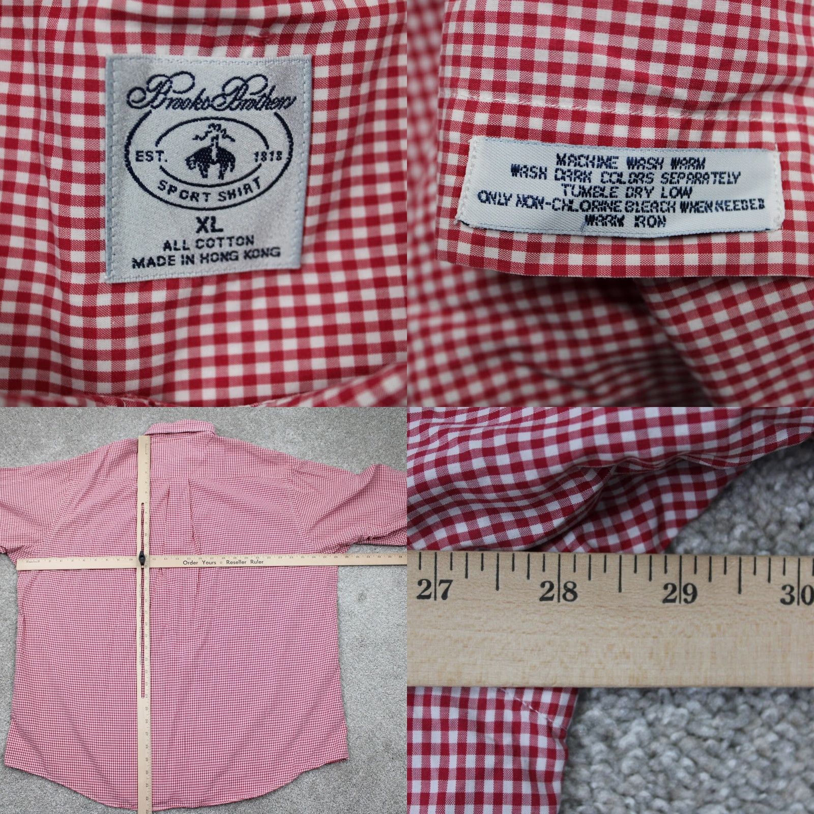 Brooks Brothers Brooks Brothers Sport Shirt Mens XL Red/White Checkered Cotton L/S Button-Down Size US XL / EU 56 / 4 - 8 Thumbnail