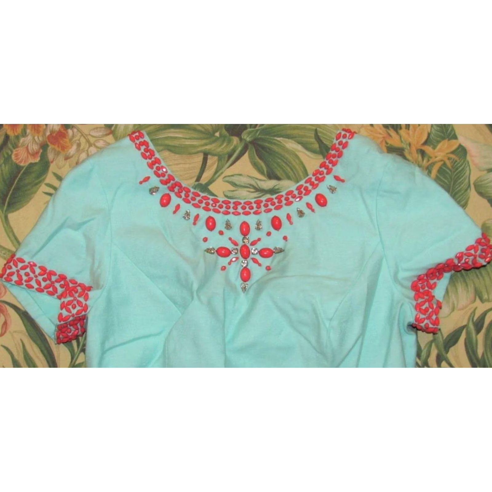 Lilly Pulitzer Lilly Pulitzer Blue Beaded Cotton Blend Sun Dress 6 Women Sundress XS-6? Size M / US 6-8 / IT 42-44 - 2 Thumbnail