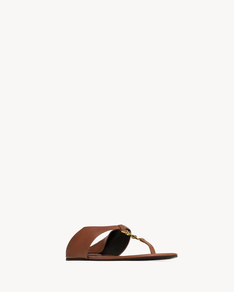 Saint Laurent Paris oc11z1125 Cassandra Sandals in Smooth Leather in Brown Size US 8 / IT 38 - 4 Thumbnail