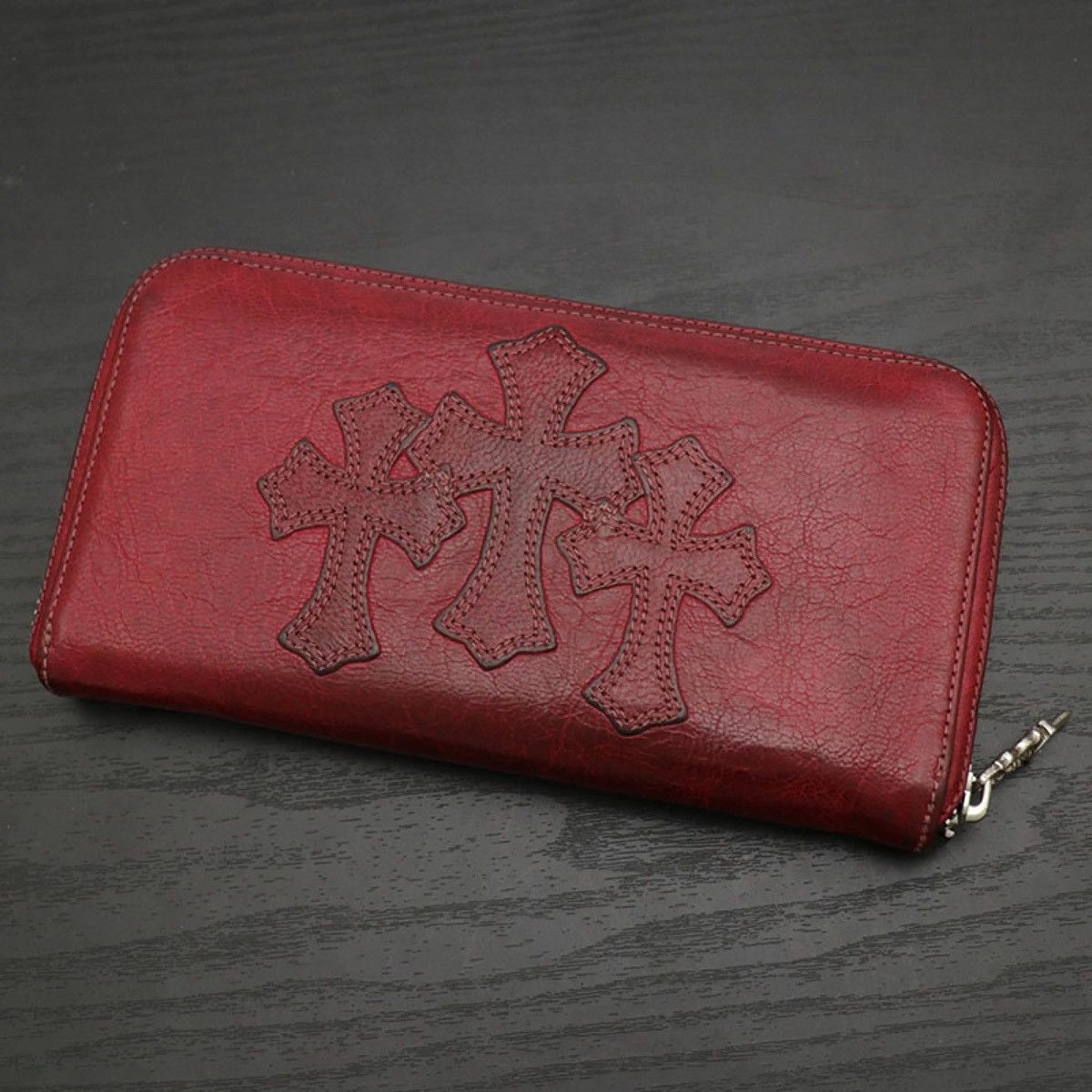 Chrome Hearts Chrome Hearts red cemetery triple cross leather patch wallet Size ONE SIZE - 1 Thumbnail
