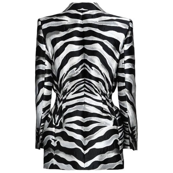 Dolce & Gabbana o1y0825 Zebra Stripes Blazer in Gray/Black Size XS / US 0-2 / IT 36-38 - 2 Thumbnail