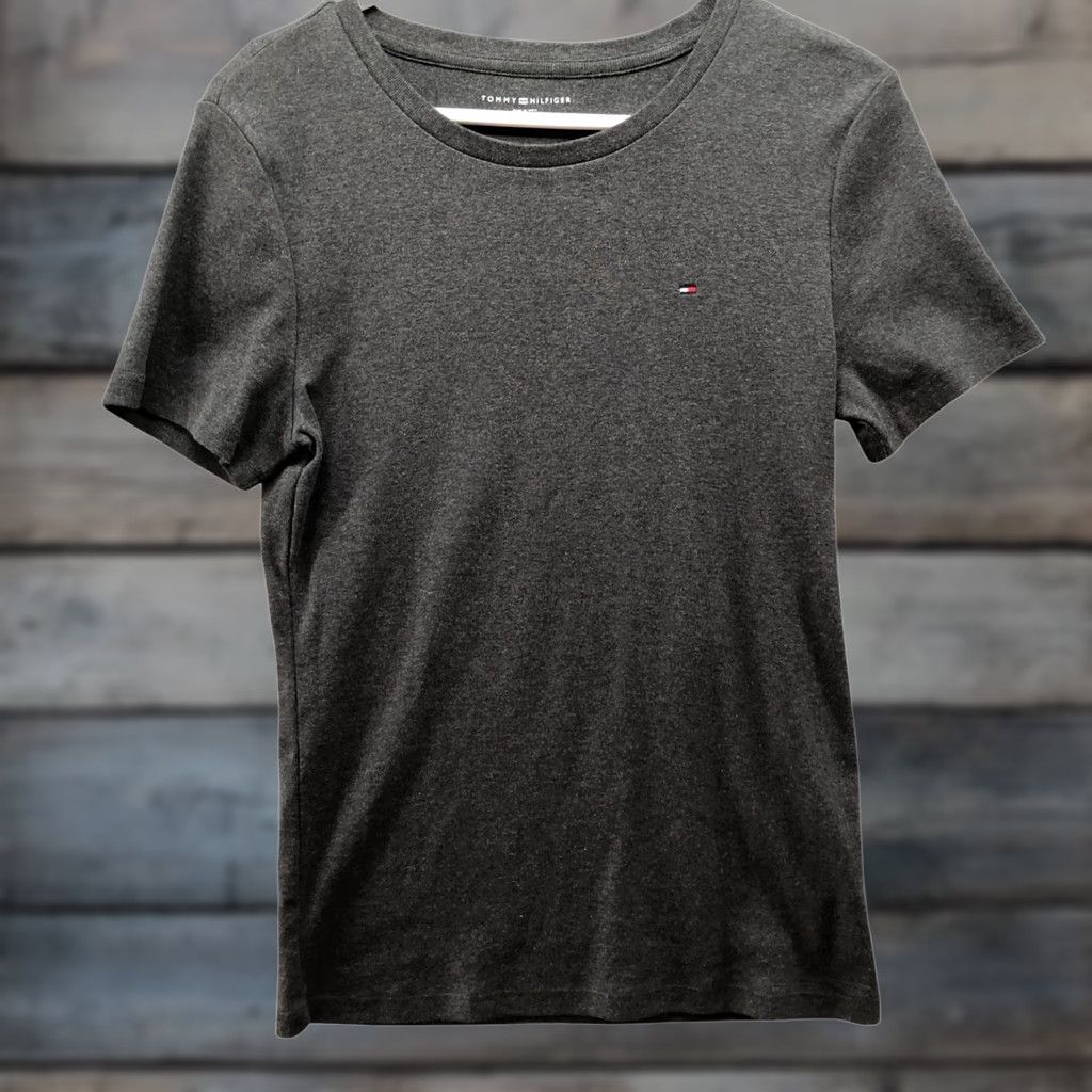 Tommy Hilfiger Tommy Hilfiger T Shirt Womens L Dark Gray Short Sleeve Crewneck Cotton Logo Size L / US 10 / IT 46 - 1 Thumbnail