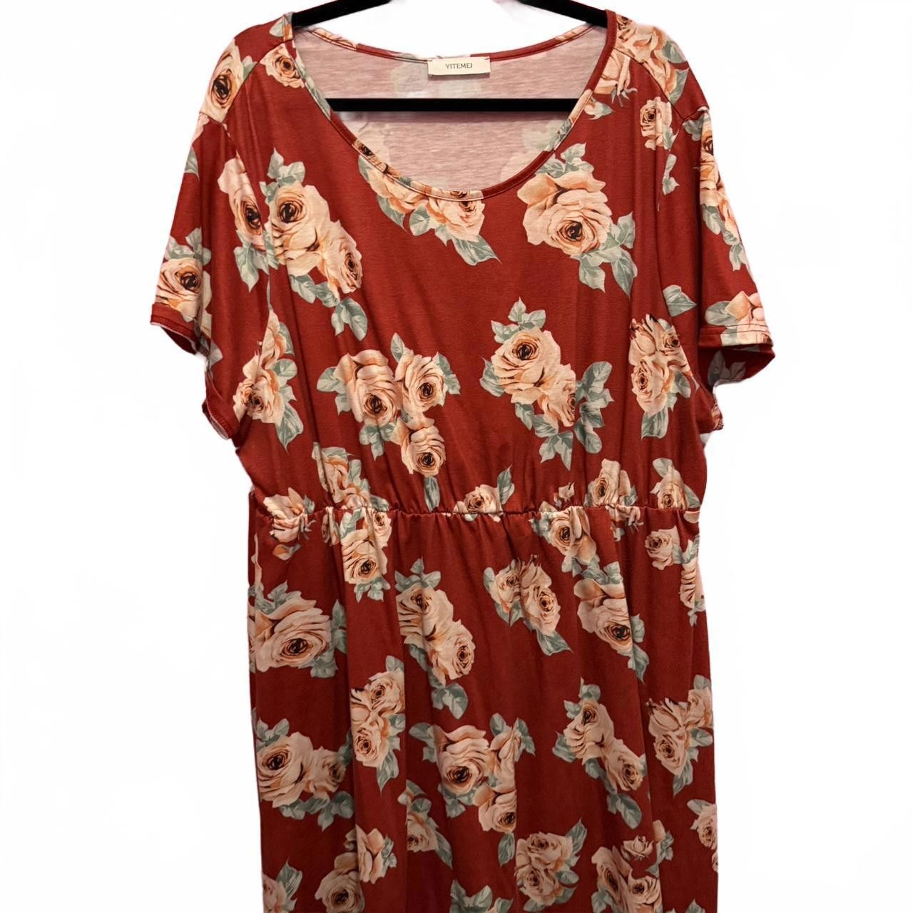 Designer Floral Print Relaxed Dress - Bohemian Style Size 3XL / US 20-22 - 1 Thumbnail