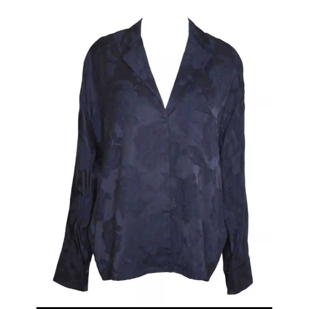 Vince Vince Floral Jacquard Popover Top Oversized Floral Damask Bl Size M / US 6-8 / IT 42-44 - 3 Thumbnail
