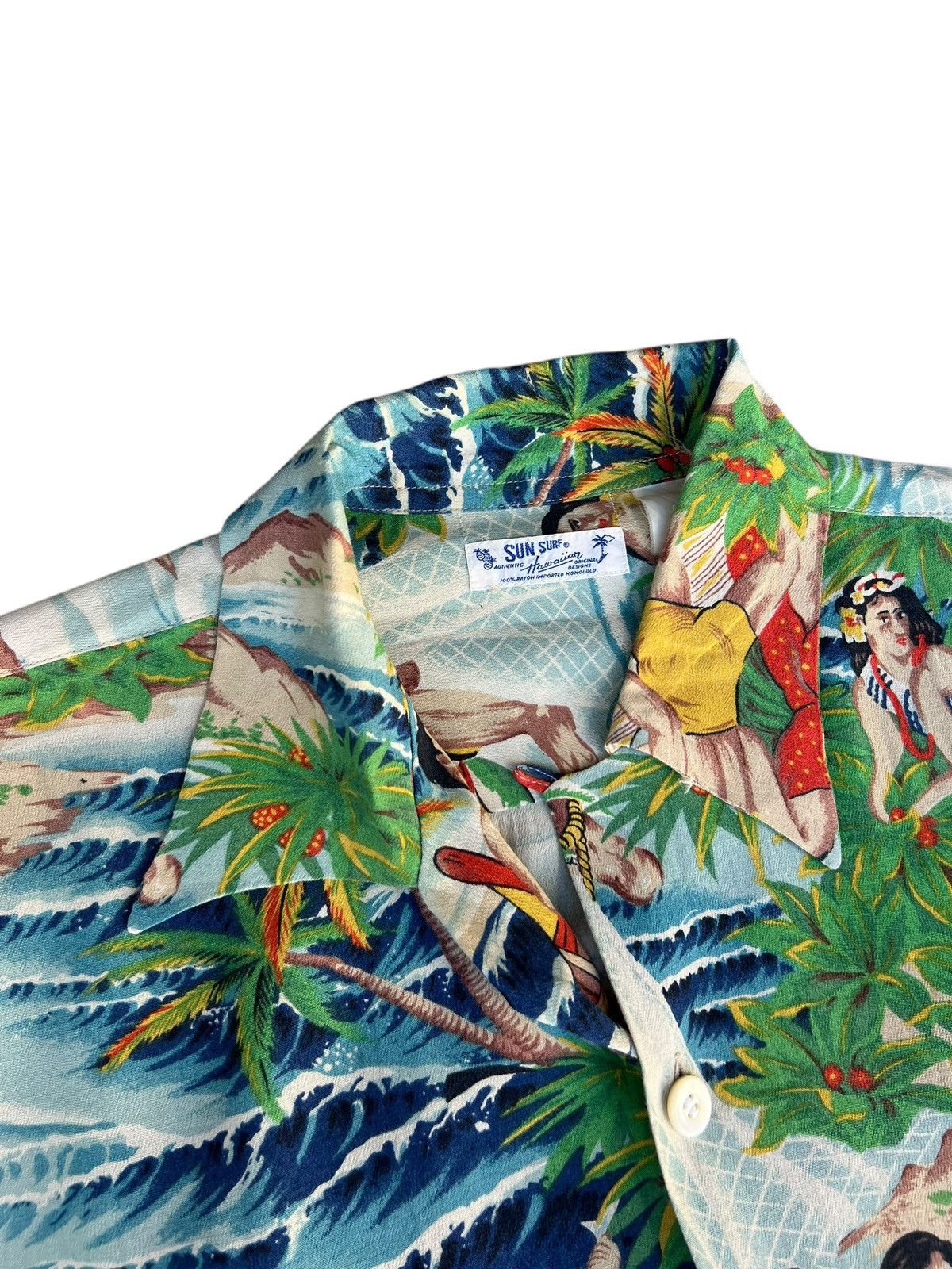 Sun Surf VTG Sun Surf Hula Girls Fisherman Crepe Rayon Hawaiian Shirt Size US M / EU 48-50 / 2 - 5 Thumbnail