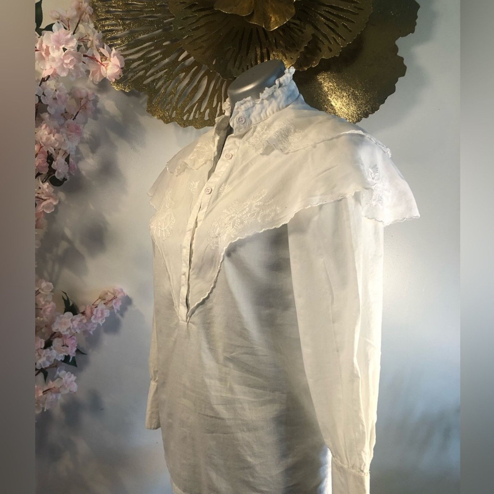 NBDN Nobrandedon Shirt Embroidered layered button down top Size XS / US 0-2 / IT 36-38 - 1 Thumbnail