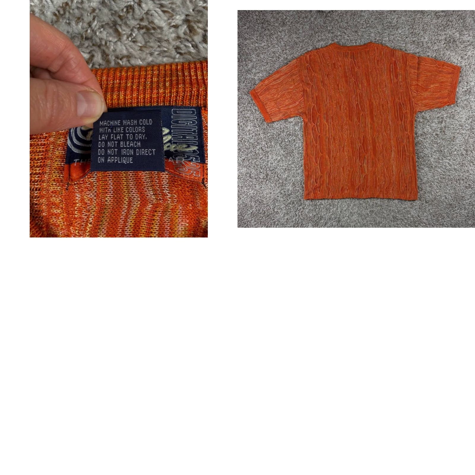 Coogi VINTAGE Raw Blue Rugged Wear 3D Knit Textured Sweater Men XL Orange Knit Pullover Crew Neck Long Sleeve Winter Fall Coogi Style Size US XL / EU 56 / 4 - 8 Thumbnail