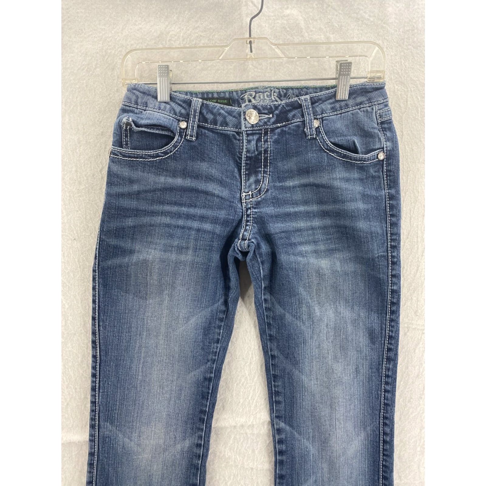Wrangler Wrangler Rock 47 Womens Blue Denim Bootcut Jeans 1X Large Low Rise Size 25" / US 0 / IT 36 - 2 Thumbnail