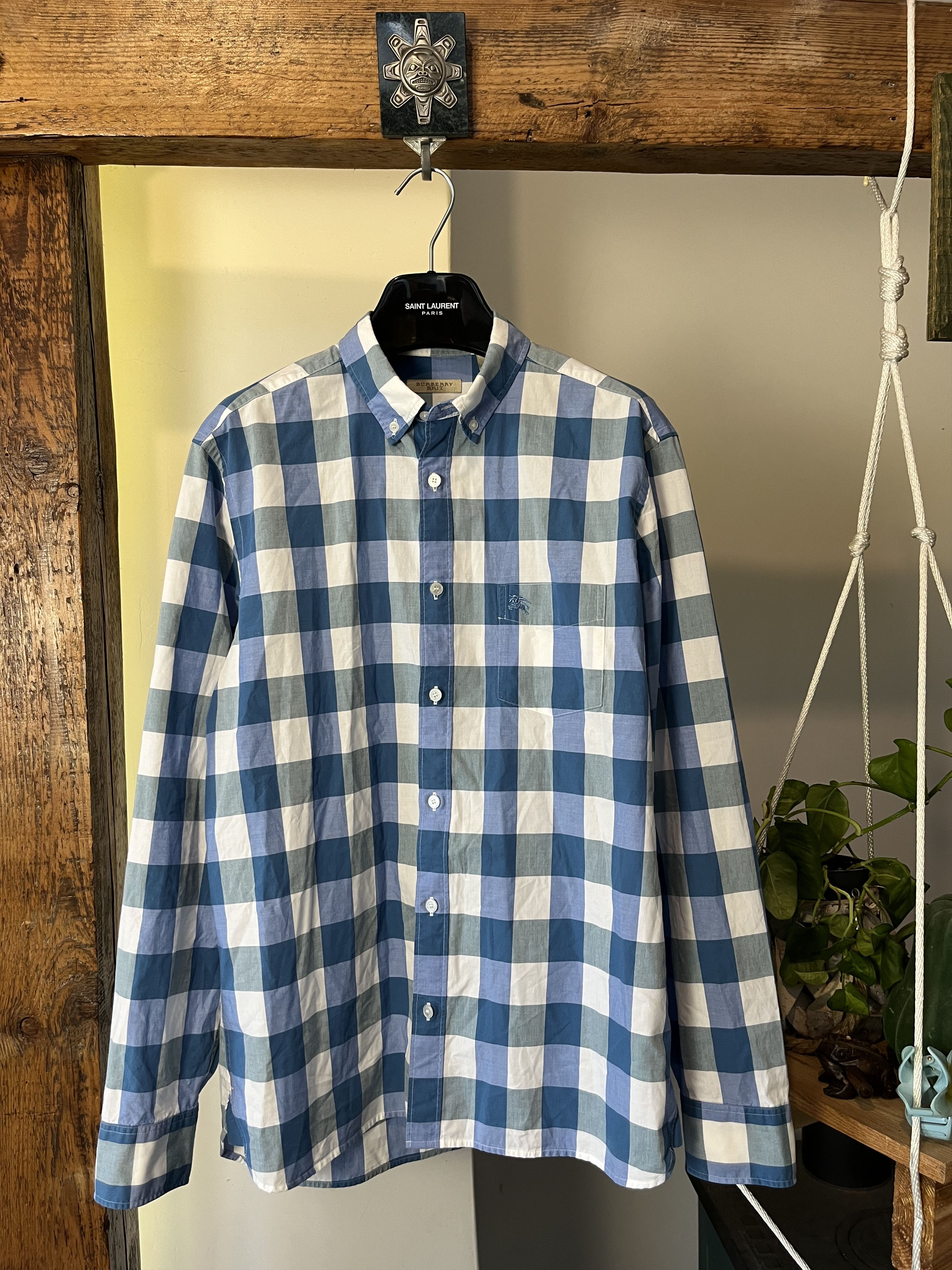 Burberry × Vintage Burberry Brit Blue Nova Check Shirt Size US L / EU 52-54 / 3 - 1 Thumbnail