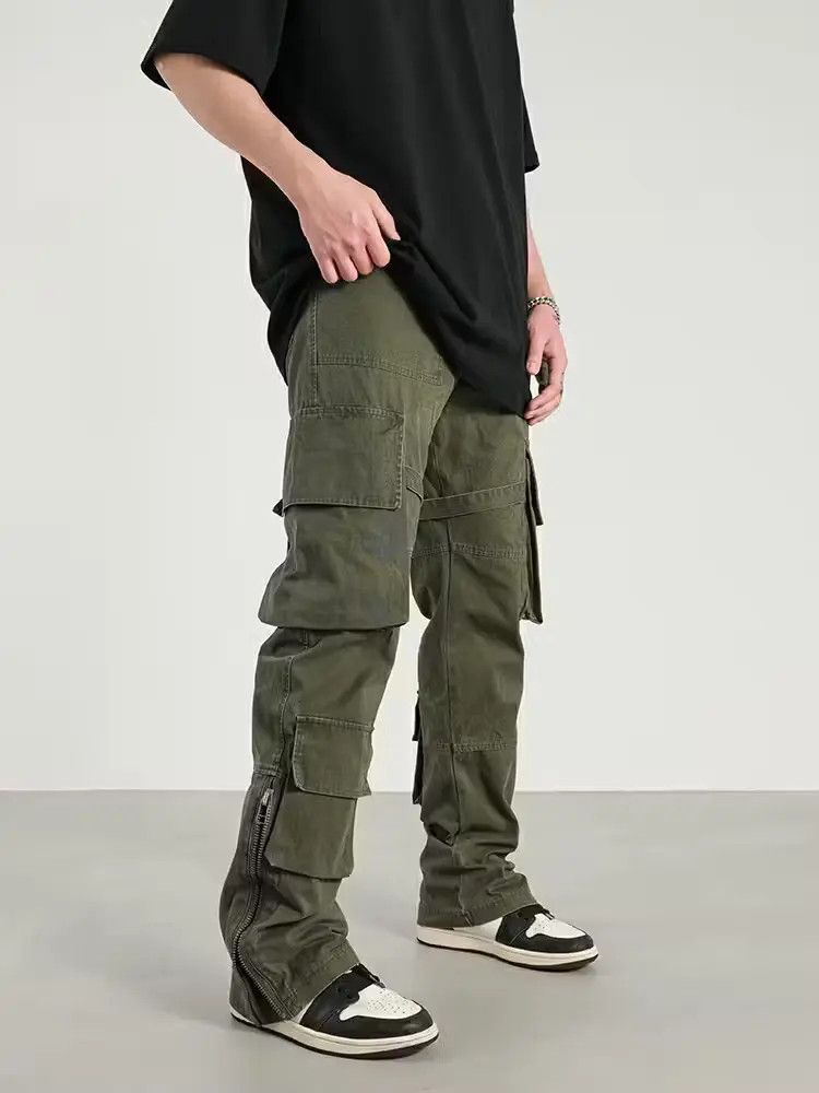 image of Vintage Military Tactical Flared Cargo Pants in Oil Military, Men's (Size 30)