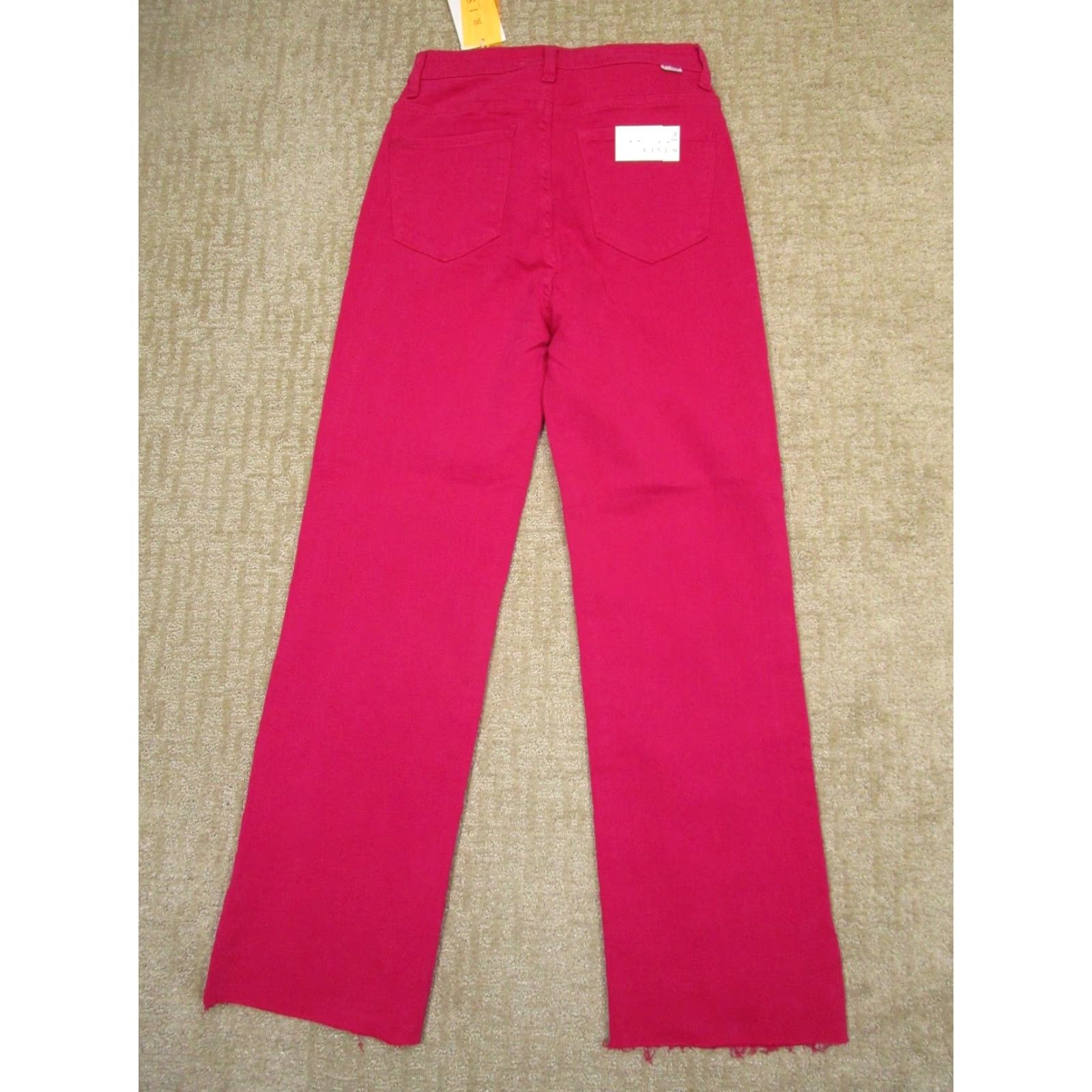 Vintage Risen Jeans Women 29 Pink High Rise Straight Pants Raw Hem Tummy Control Modern Style Logo 5-Pocket Denim Casual Everyday Size 29" - 3 Thumbnail