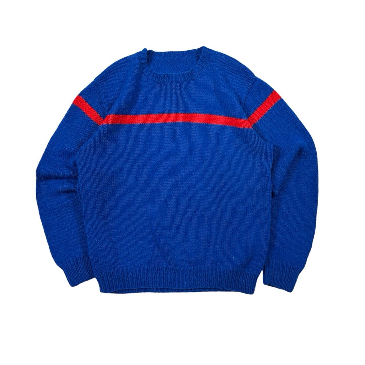 Vintage Vintage 90s Blue & Red One of a Kind Knit Sweater Size US M / EU 48-50 / 2 - 1 Thumbnail