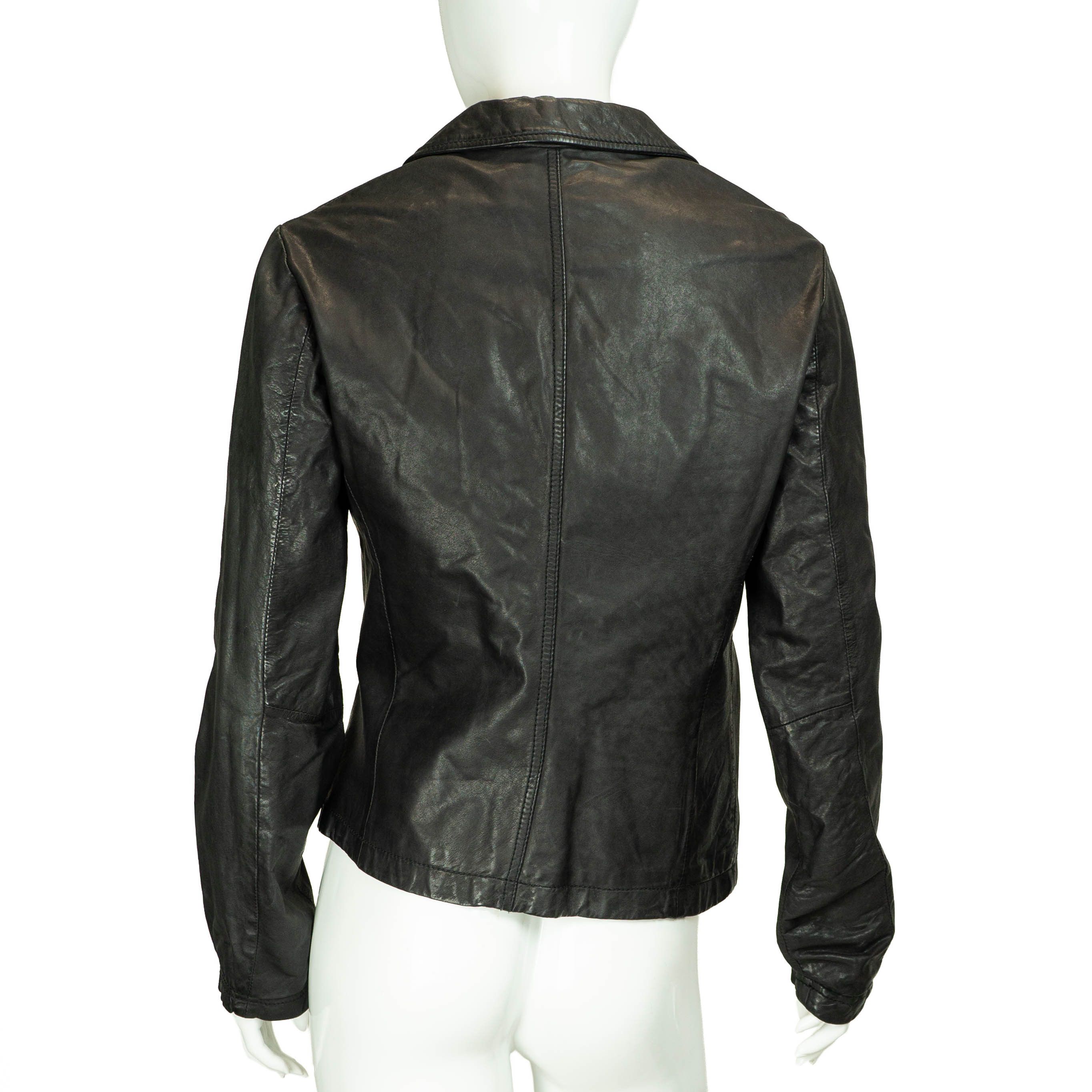 John Galliano JOHN GALLIANO Women Black Leather Jacket Size M / US 6-8 / IT 42-44 - 2 Thumbnail