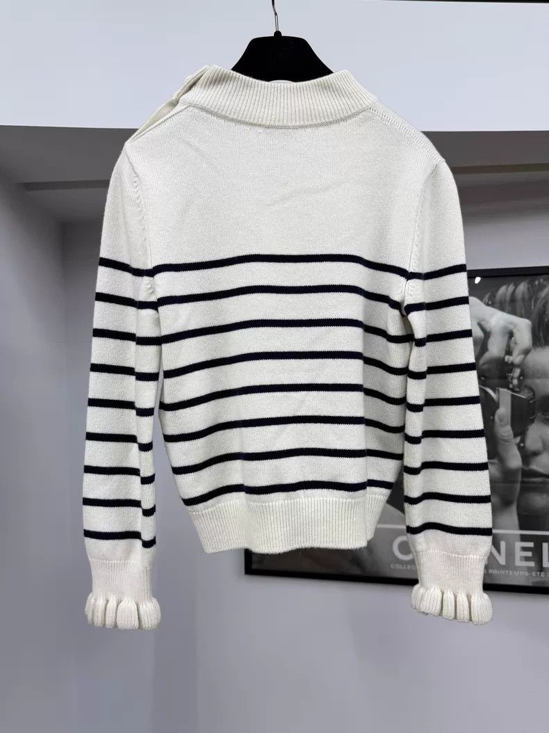 Chanel Chanel Black and white color block large logo knitted stri Size XXS / US 00 / IT 34 - 3 Thumbnail