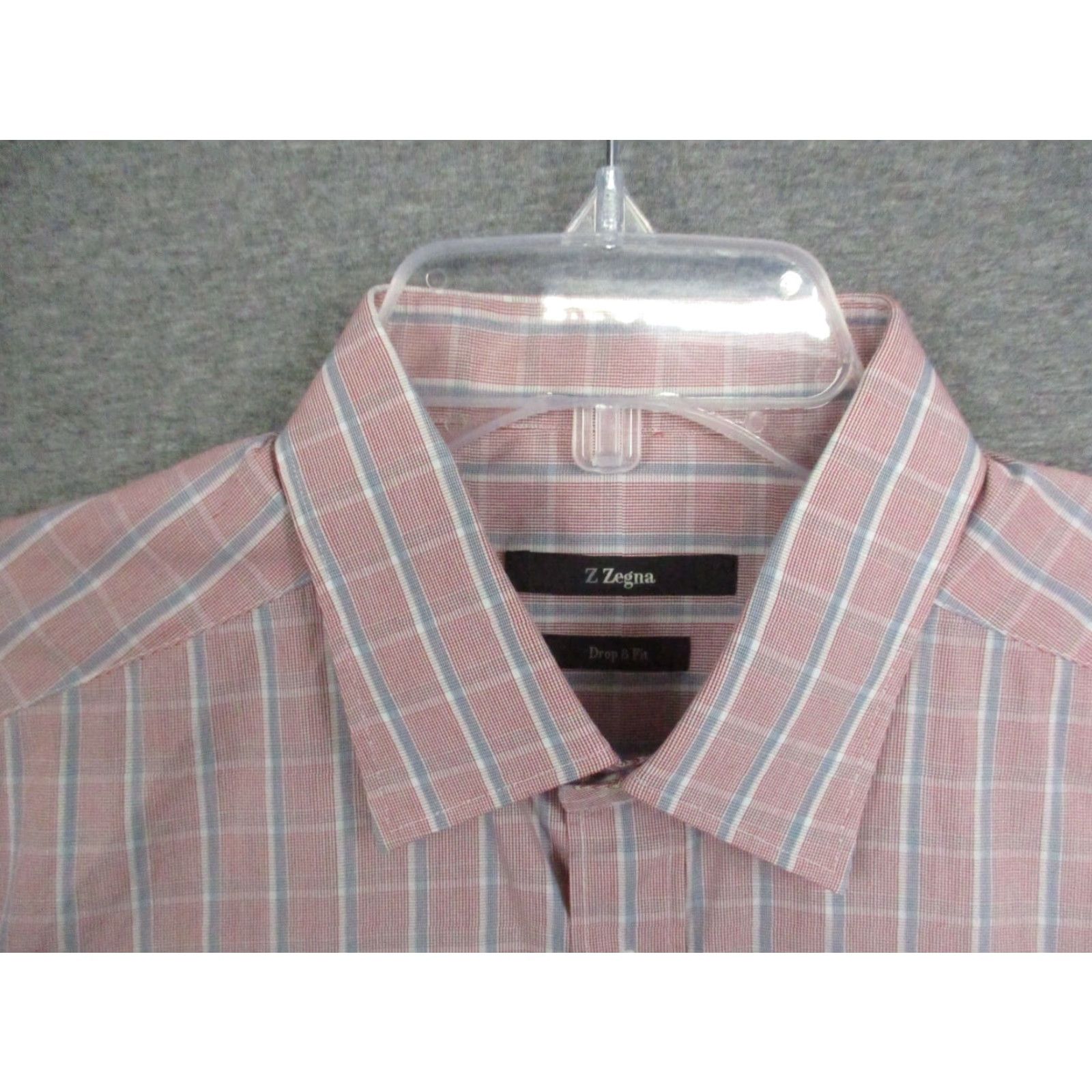 Z Zegna Z Zegna Dress Shirt Men Salmon Plaid Long Sleeve Stretch 41 / 16 Drop 8 Fit Size 42R - 2 Thumbnail