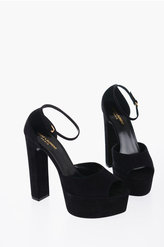 Saint Laurent Paris Suede Sandals with Strap and Platform Sole Size US 8.5 / IT 38.5 - 1 Thumbnail