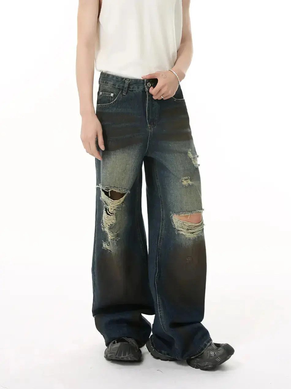 Japanese Brand Retro loose wide leg straight leg jeans Size US 32 / EU 48 - 1 Thumbnail