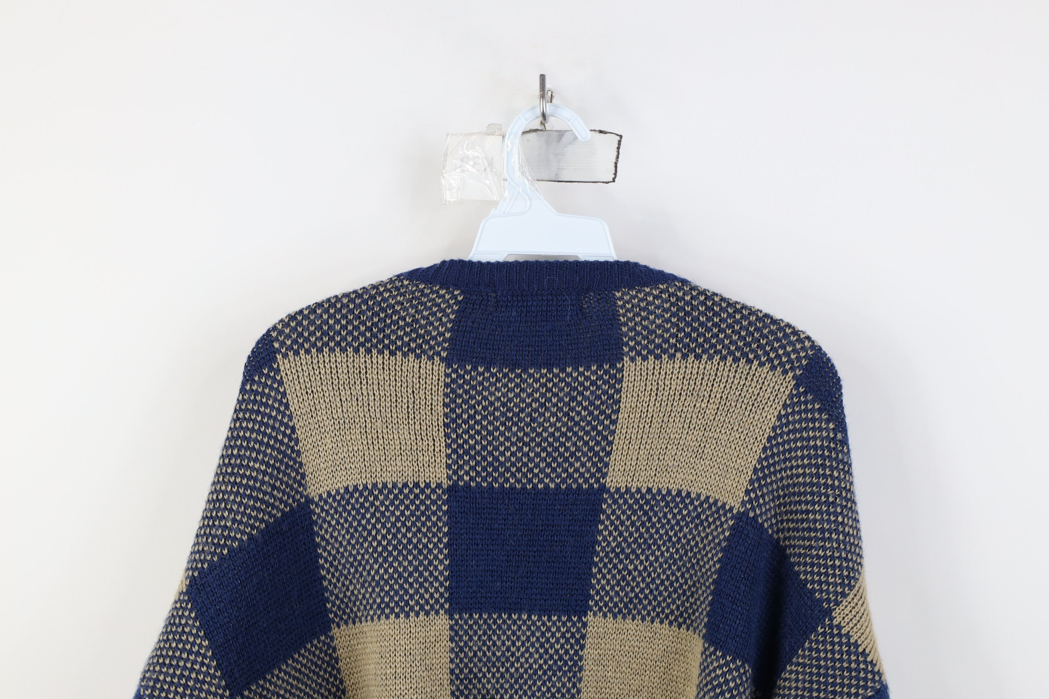 Vintage Vintage 90s Streetwear Blend Knit Checkered Crewneck Sweater Size US L / EU 52-54 / 3 - 9 Thumbnail