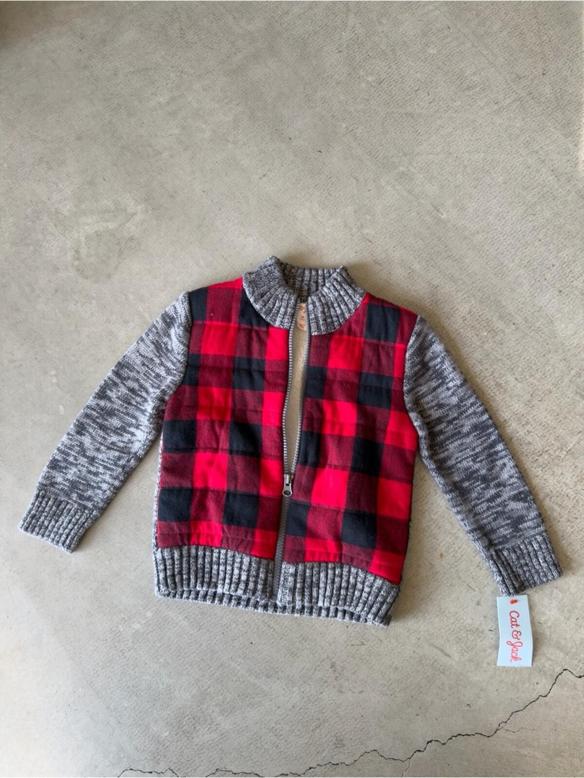 Other Cat & Jack / Buffalo Plaid Sherpa Jacket / Red Gray 2T Size US XXS / EU 40 - 4 Thumbnail