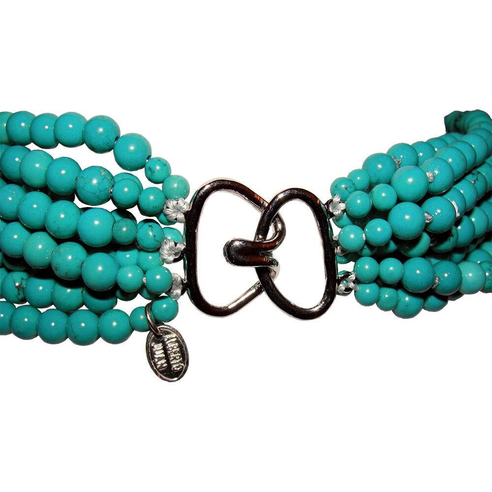 Designer Turquoise Beaded Torsade Necklace Alberto Juan Size ONE SIZE - 5 Thumbnail