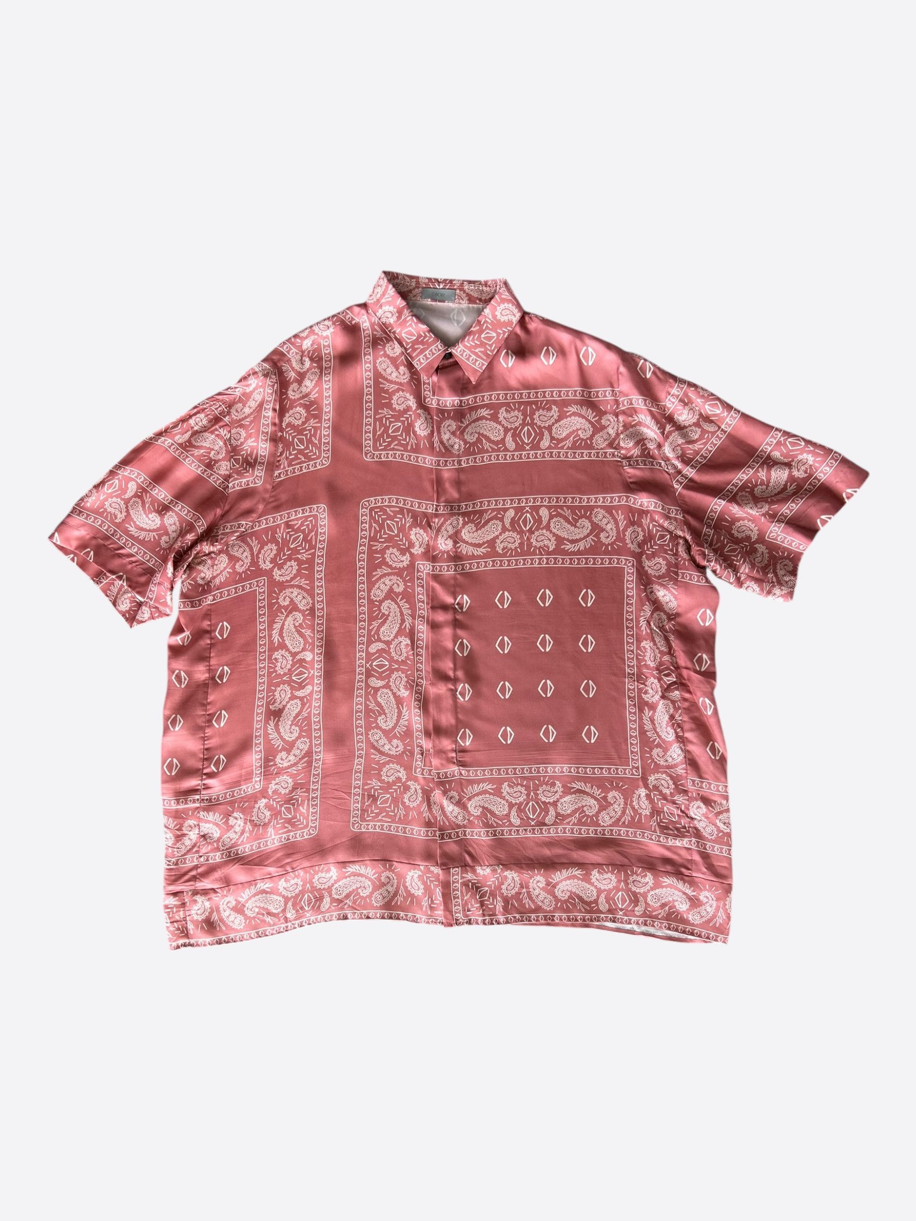 Cactus Jack Pink Paisley Bandana Print Silk Button Up Shirt