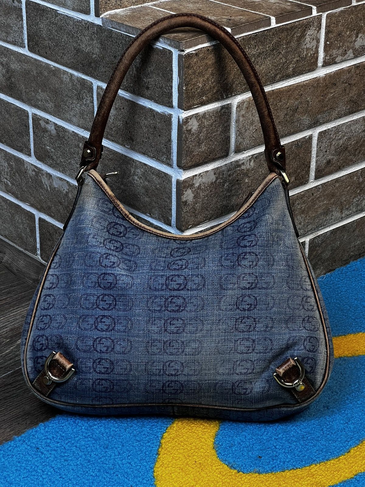 Gucci × Vintage Gucci Blue GG Denim Abbey D-Ring Shoulder Hobo Bag Size ONE SIZE - 4 Thumbnail