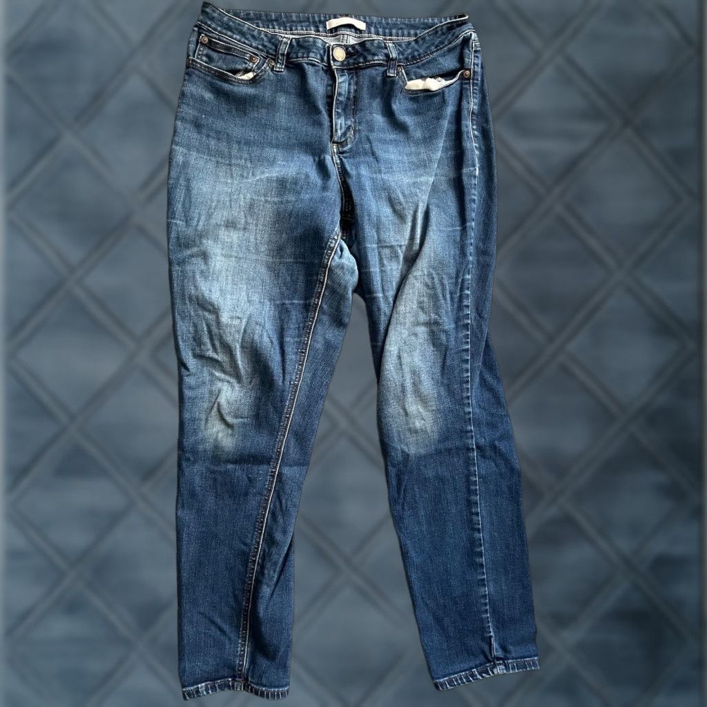 Vintage LC Lauren Conrad Jeans Modern Straight Distressed Denim 30x26 Blue Women's Size 6 Regular Stretch Size 28" / US 6 / IT 42 - 1 Thumbnail
