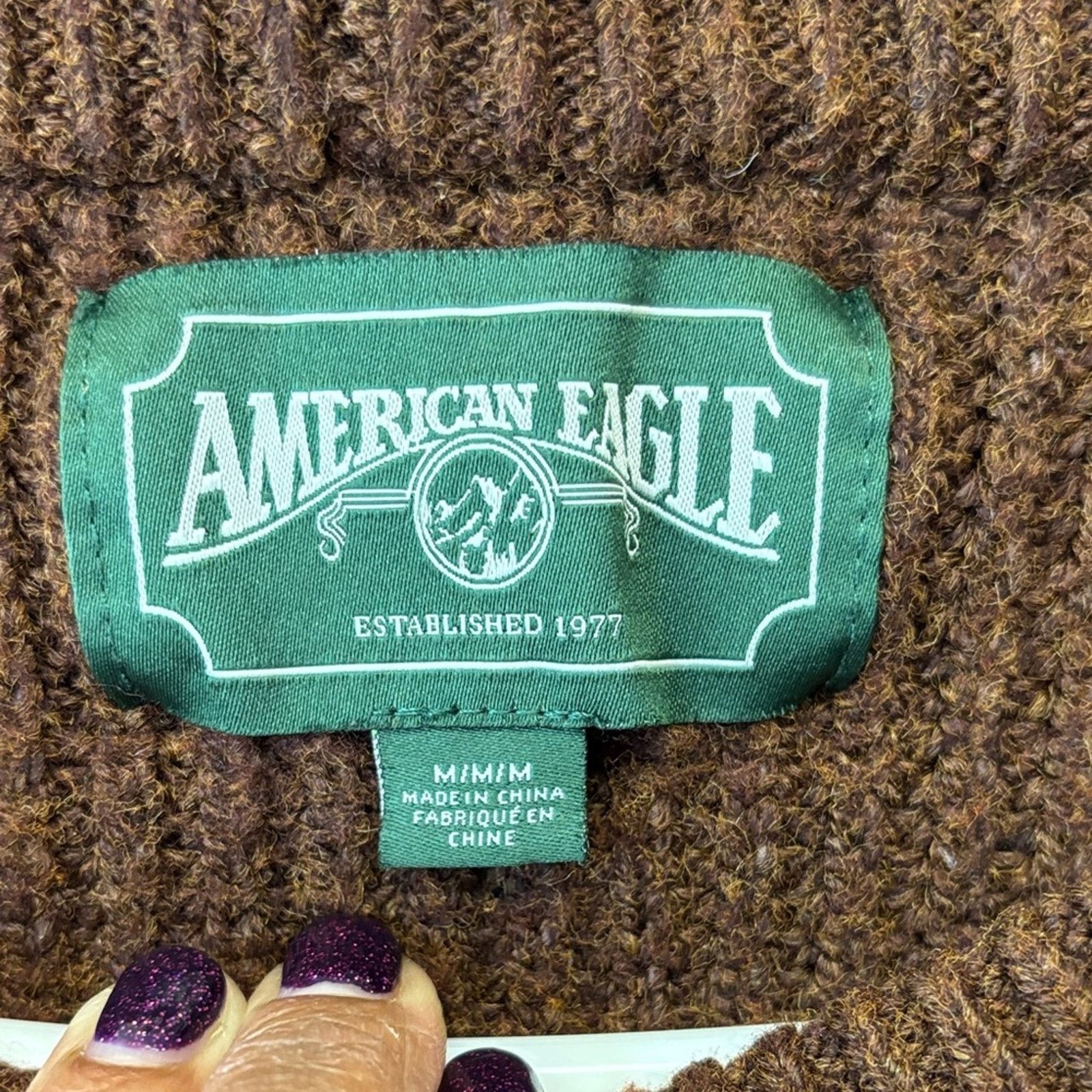 American Eagle Outfitters American Eagle Brown Ribbed Knit Cropped Sweater Women’s M Size M / US 6-8 / IT 42-44 - 2 Thumbnail