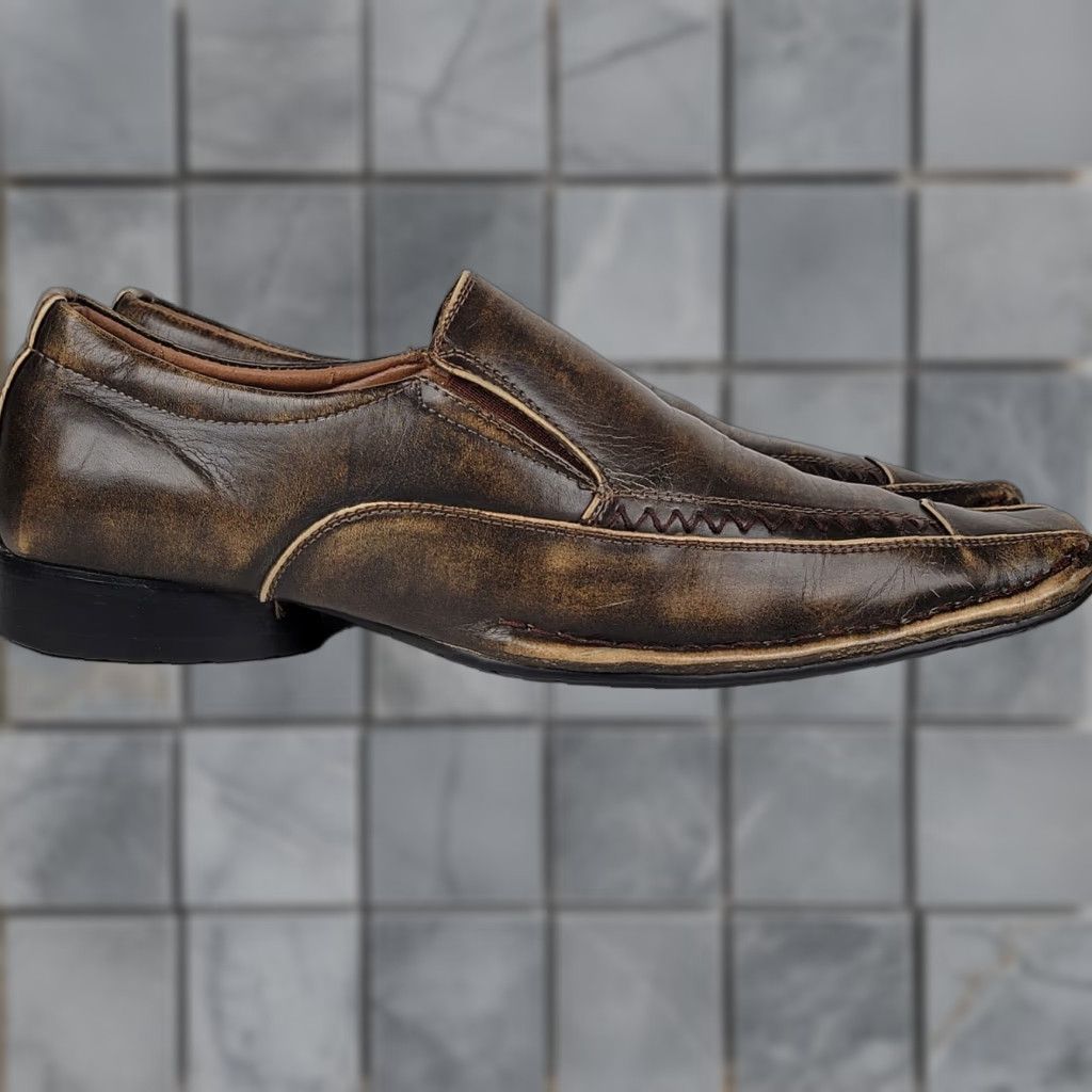 Vintage Top Rank Italy FashionStyles Brown Leather Dress Shoe Size 8 M Loafer Oxford Slip On Men Size US M / EU 48-50 / 2 - 1 Thumbnail