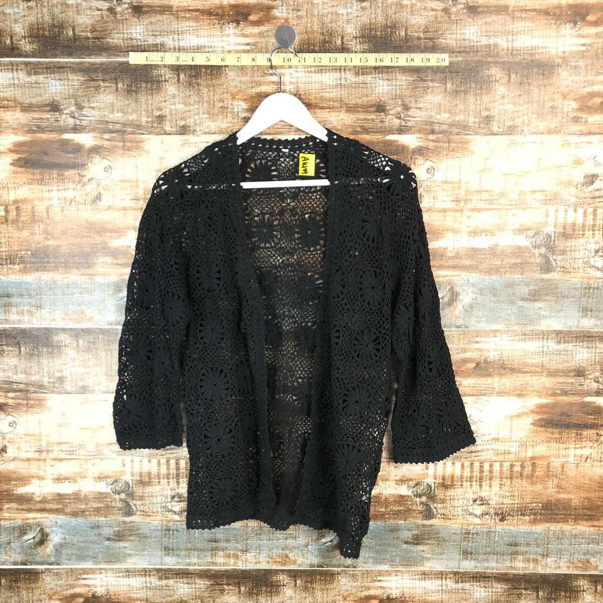 Japanese Brand Japan vintage Black meshnet crochet Cardigan Knitwear #A1489 Size M / US 6-8 / IT 42-44 - 1 Thumbnail