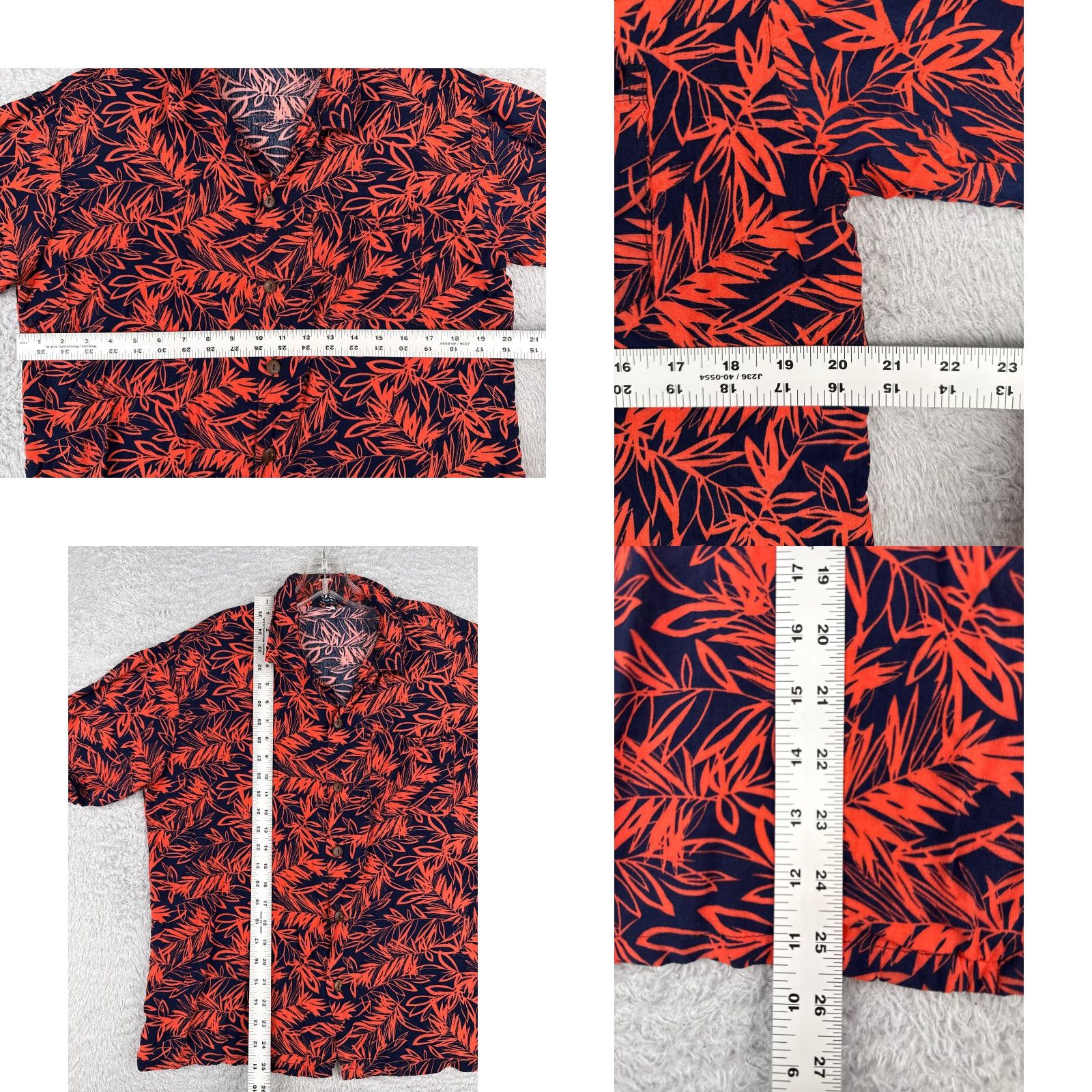 Vintage Up On Hawaiian Shirt Men L Blue Red Floral Palm Leaf Button-Up Rayon Short Sleeve Casual Shirt Size US L / EU 52-54 / 3 - 8 Thumbnail