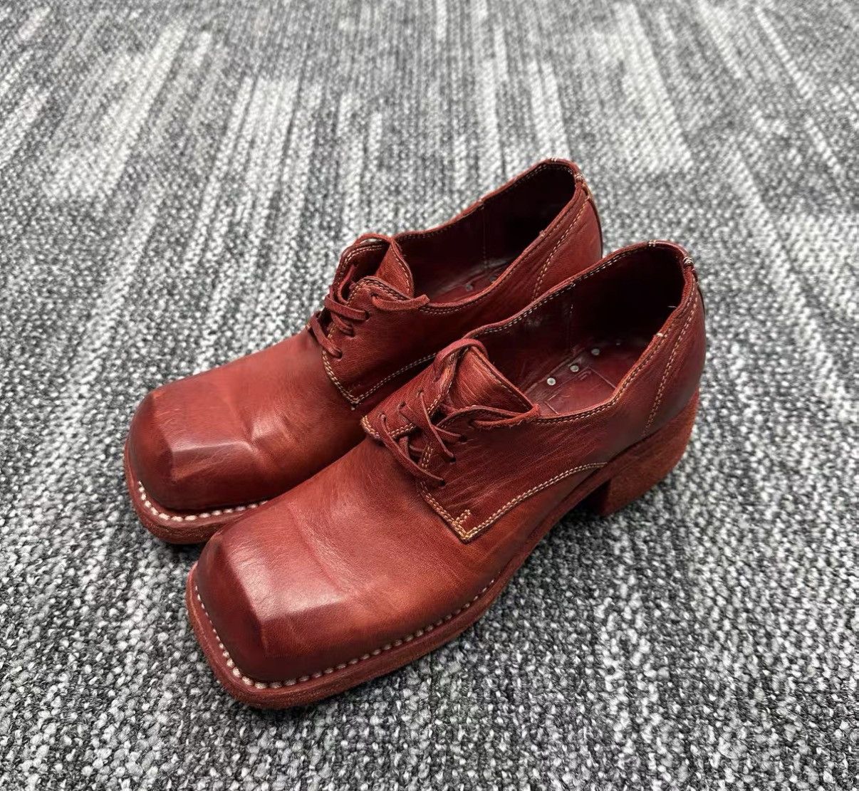 Guidi Guidi 9082 Chunky Heel Square Toe Horse Derby Shoes J42 Size US 5 / IT 35 - 1 Thumbnail