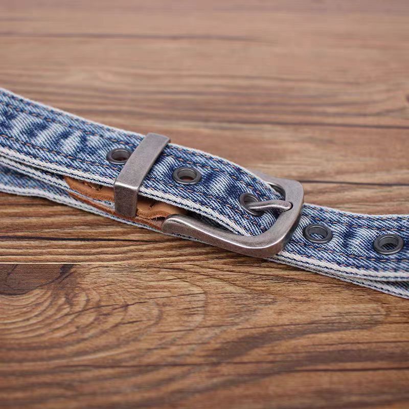 Japanese Brand × Vintage Vintage Casual Niche Pin Buckle 47in Denim Belt Size ONE SIZE - 3 Thumbnail