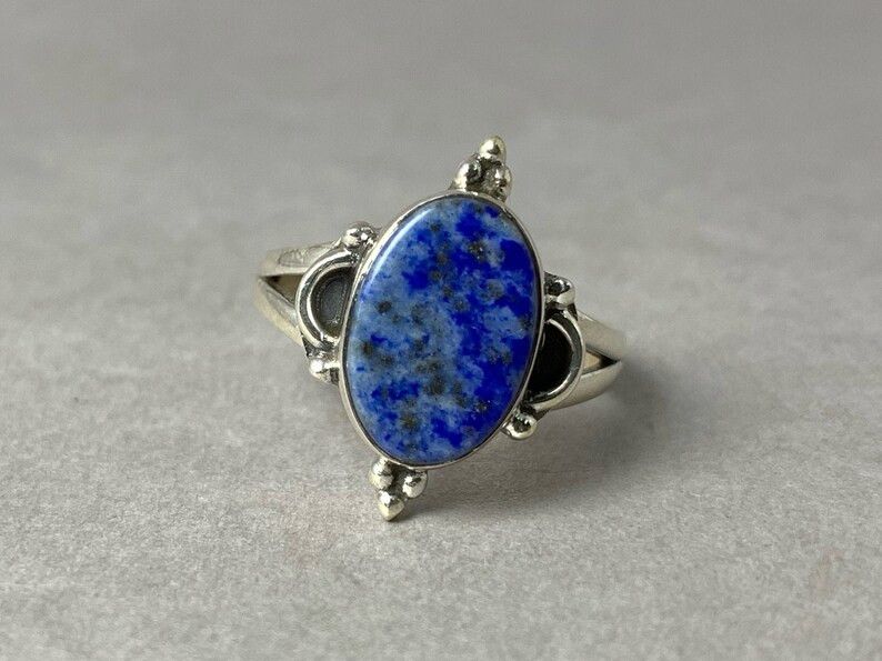 Handmade Lapis Lazuli Ring: Handmade 925 Silver, September Birthstone Size ONE SIZE - 1 Thumbnail