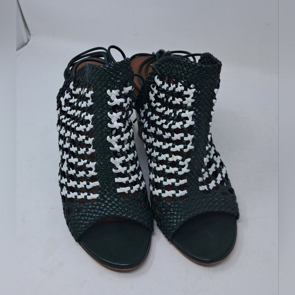 Mulberry Mulberry Woven Leather Strappy Wedge Sandals White Green It Size US 7.5 / IT 37.5 - 9 Thumbnail